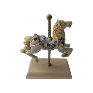 Vtg HomeTrends Carousel Horse Figurine 90s Pastel Decor Statue NOS New In Box